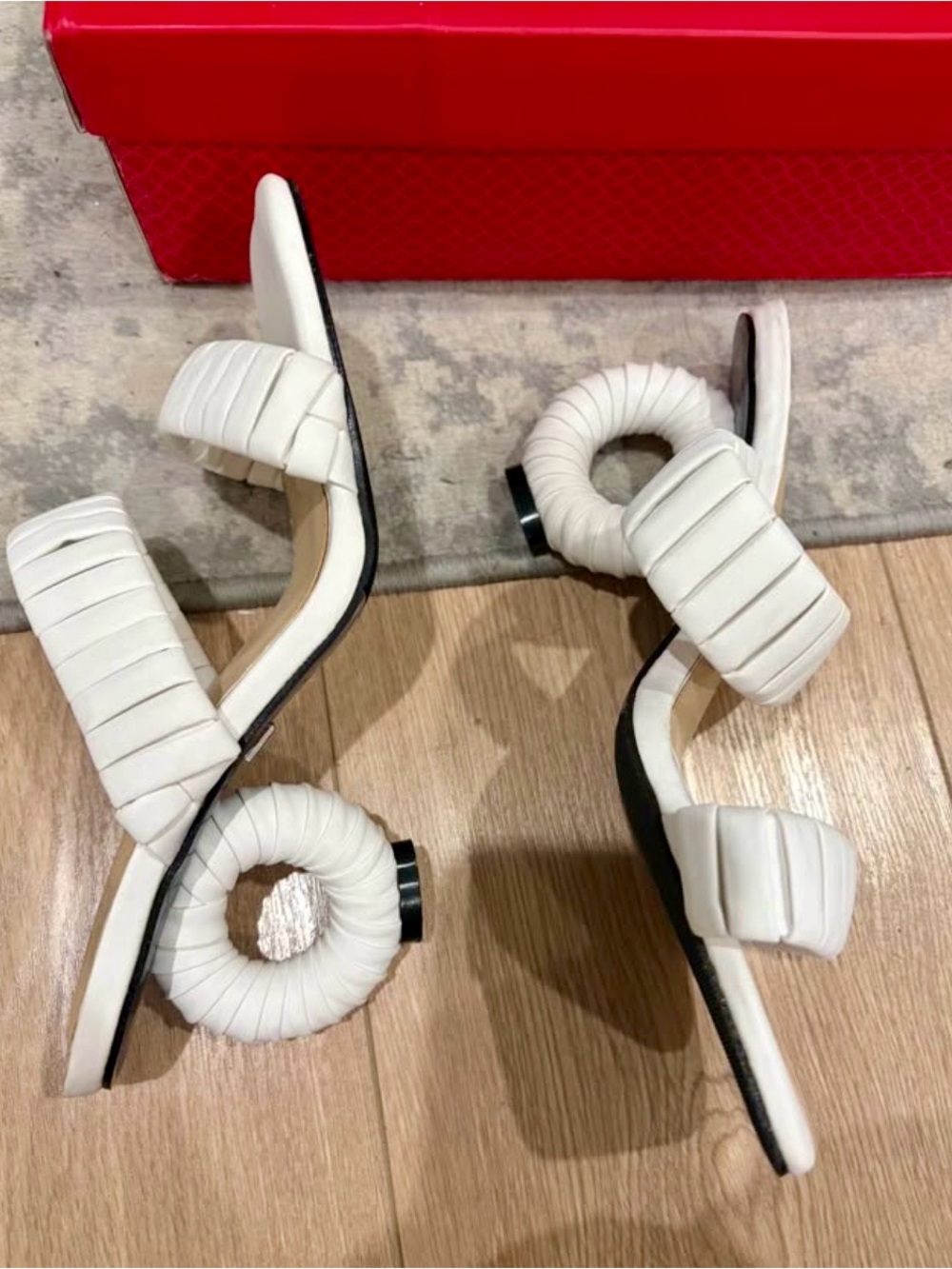 White Quilted Loop-Heel Strap Sandals